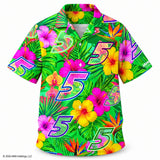 Hendrick Motorsports Kyle Larson #5 Green Tropical Floral Hawaiian Shirt