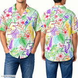 Hendrick Motorsports Kyle Larson #5 White Tropical Floral Hawaiian Shirt