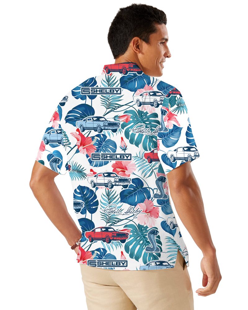 Carroll Shelby GT350 Multicolor Short Sleeve Front Button Hawaiian Style Shirt