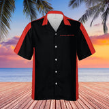 C6 Chevrolet Corvette Hawaiian Shirt Black and Victory Red Color Block Men's Short Sleeve Button-Up Casual Camp Shirt