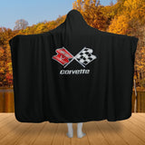 C3 Corvette Collector's Hooded Blanket – Solid Black Background & Sherpa Fleece, Built for the Drive, Styled for the Chill, 2 Sizes