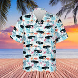 C1 Chevrolet Corvette Tuxedo Black Men's Short Sleeve Front Button Hawaiian Shirt