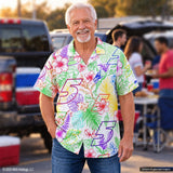 Hendrick Motorsports Kyle Larson #5 White Tropical Floral Hawaiian Shirt