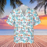 C1 Chevrolet Corvette Hawaiian Shirt Pearl White Men's Short Sleeve Front Button Hawaiian Shirt