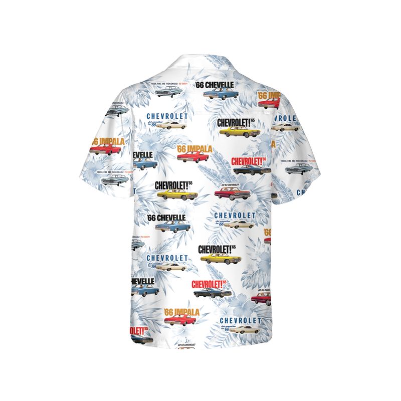GM Classic Chevrolet 50's and 60's Cars Hawaiian Shirt for Men, Regular Fit, Short Sleeve, Casual Button-Down Beach Shirt