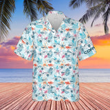 C4 Chevrolet Corvette Hawaiian Shirt Arctic White Men's Short Sleeve Front Button Hawaiian  Shirt