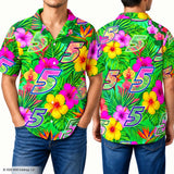 Hendrick Motorsports Kyle Larson #5 Green Tropical Floral Hawaiian Shirt