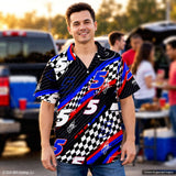 Hendrick Motorsports Kyle Larson #5 Black Checkered Racing Hawaiian Shirt