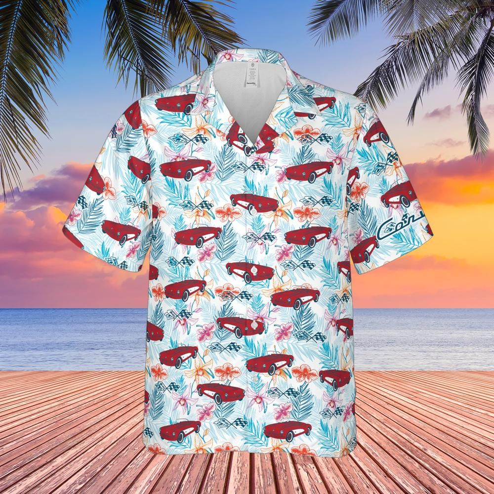 C1 Chevrolet Corvette Hawaiian Shirt Roman Red Men's Short Sleeve Front Button Hawaiian Shirt