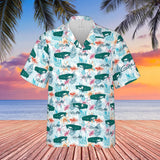 C1 Chevrolet Corvette Hawaiian Shirt Cascade Green Men's Short Sleeve Front Button Hawaiian Shirt