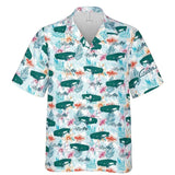 C1 Chevrolet Corvette Hawaiian Shirt Cascade Green Men's Short Sleeve Front Button Hawaiian Shirt