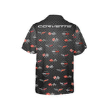 C1-C6 Corvette Flag Logo on Carbon background Hawaiian Shirt for Men, Short Sleeve, Regular Fit, Button-Down Casual Summer Shirt