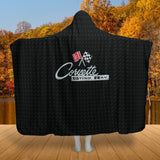 C2 Corvette Hooded Blanket – Carbon Background & Sherpa Fleece, Built for the Drive, Styled for the Chill, 2 sizes