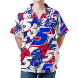 Kyle Larson 5 Red White and Blue Tropical All-over Print Short-sleeve Hawaiian Shirt