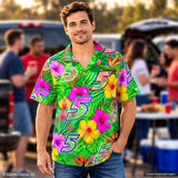 Hendrick Motorsports Kyle Larson #5 Green Tropical Floral Hawaiian Shirt