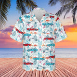 C4 Corvette Men's Multicolor Short Sleeve Front Button Hawaiian Style Shirt