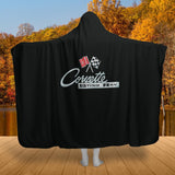 C2 Corvette Hooded Blanket – Solid Black Background & Sherpa Fleece, Built for the Drive, Styled for the Chill, 2 Sizes