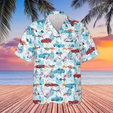 C1-C6 Corvette Hawaiian Shirt for Men, Multicolor Cars and Logos Tropical Design, Button-Down Short Sleeve, Classic Fit, Lightweight Summer Beach Shirt