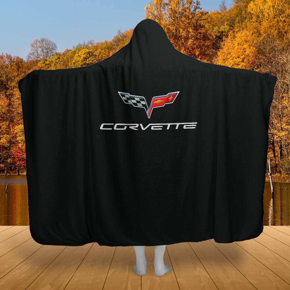 C6 Corvette Hooded Blanket – Black Background & Sherpa Fleece Built for the Drive, Styled for the Chill, 2 sizes