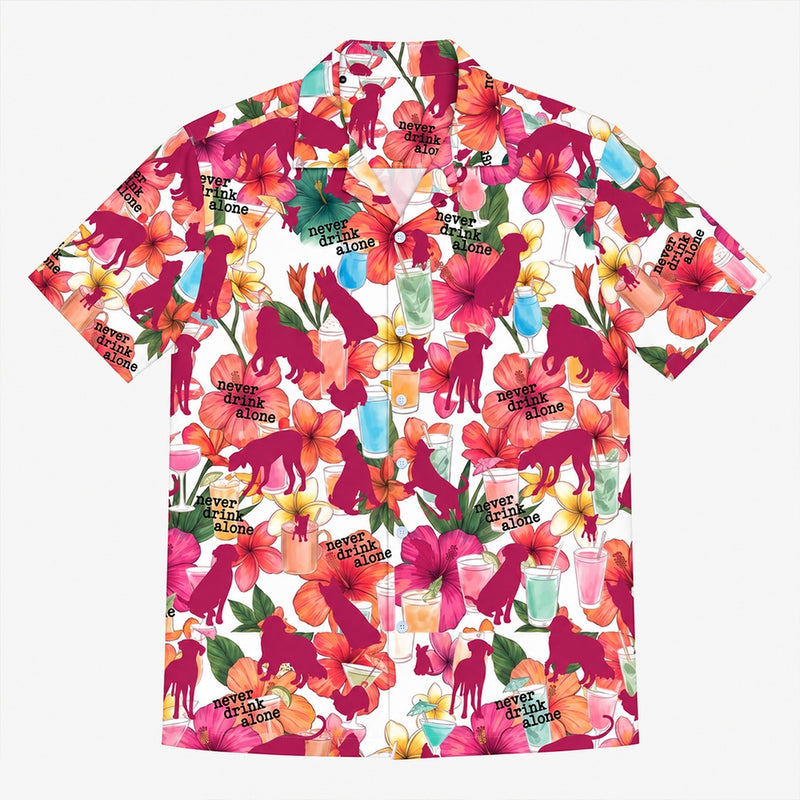 Dog is Good Women's "Never Drink Alone" Floral Hawaiian Shirt