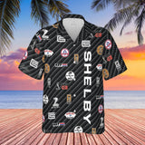 Shelby Logo Carbon Pattern Men’s Short Sleeve Button Up Hawaiian Shirt