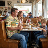 Legends of Route 66 Vintage American Highway Hawaiian Shirt – Relaxed Fit | Retro Travel Collage