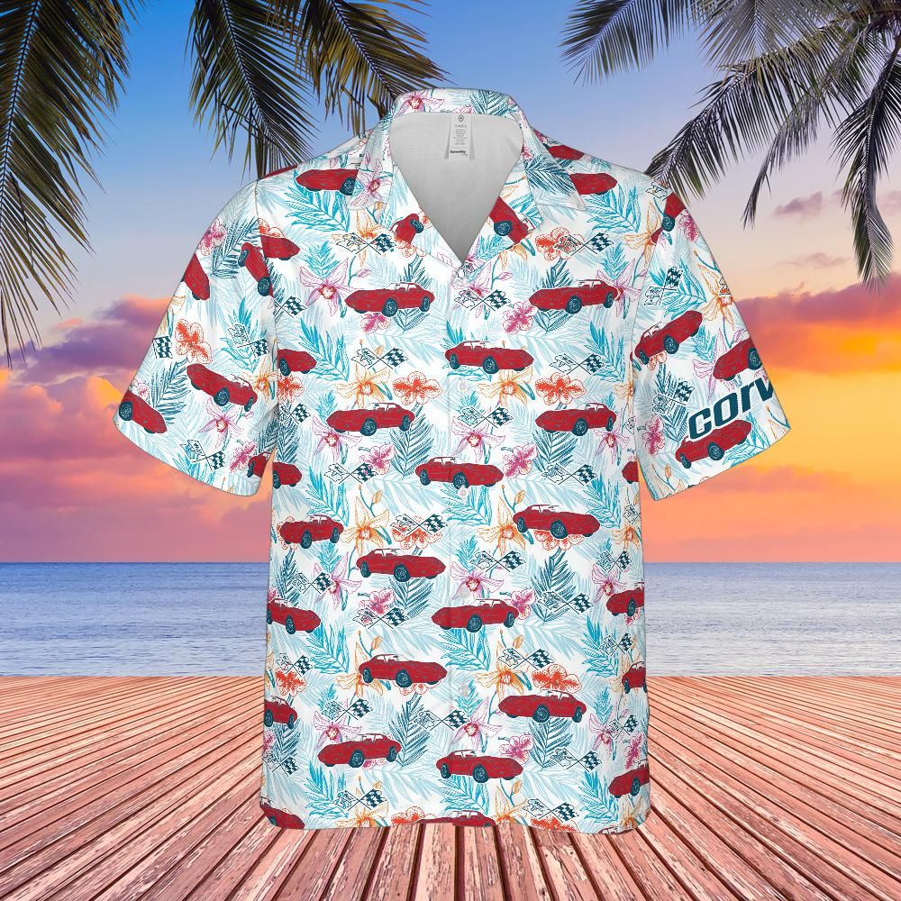 C3 Chevrolet Corvette Hawaiian Shirt Mille Miglia Red Men's Short Sleeve Front Button Hawaiian Shirt