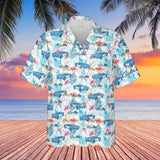 C1 Chevrolet Corvette Hawaiian Shirt Horizon Blue Men's Short Sleeve Front Button Hawaiian Shirt