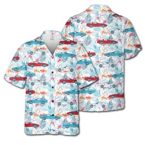 C4 Corvette Men's Multicolor Short Sleeve Front Button Hawaiian Style Shirt