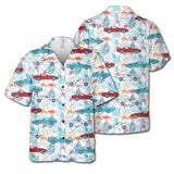 C4 Corvette Men's Multicolor Short Sleeve Front Button Hawaiian Style Shirt