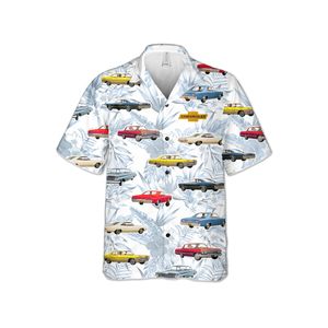 GM Classic Car  Hawaiian Shirt for Men, Multiple Classic GM Cars, Regular Fit, Short Sleeve, Casual Button-Down Beach Shirt