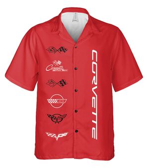 Regular Fit Hawaiian Shirt C1-C6  logos print, Red