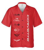 Regular Fit Hawaiian Shirt C1-C6  logos print, Red