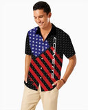 Corvette C6 Flag Regular Fit Hawaiian Front Button Short Sleeve Shirt carbon