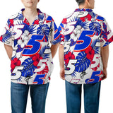 Kyle Larson 5 Red White and Blue Tropical All-over Print Short-sleeve Hawaiian Shirt