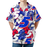 Kyle Larson 5 Red White and Blue Tropical All-over Print Short-sleeve Hawaiian Shirt