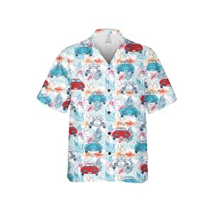 C2 Corvette Men's Multicolor Short Sleeve Front Button Hawaiian Style Shirt