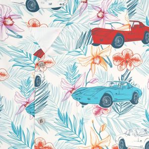 C3 Corvette Herren-Hemd im Hawaii-Stil, mehrfarbig, kurzärmlig, mit Knopfleiste vorne