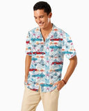 C4 Corvette Men's Multicolor Short Sleeve Front Button Hawaiian Style Shirt