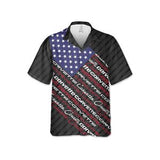 C1-C6 Corvette American Flag Hawaiian Shirt for Men, US Flag Stars and Stripes Design, Regular Fit, Short Sleeve, Patriotic Charcoal, Casual Button-Down Beach Shirt