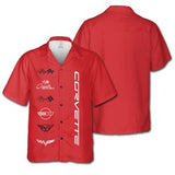 Regular Fit Hawaiian Shirt C1-C6  logos print, Red