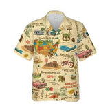 Legends of Route 66 Vintage American Highway Hawaiian Shirt – Relaxed Fit | Retro Travel Collage