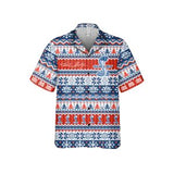 Carroll Shelby Ugly Christmas Blue and Red Hawaiian Shirt, Geometric Christmas pattern, Traditional Shelby Snake Logo