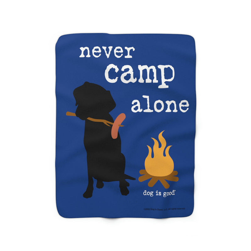 Dog is Good Never Camp Along Sherpa-Fleecedecke, 127 x 152 cm, hergestellt in den USA