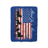 Dog is Good Stand for America 60 x 50 Blue Sherpa Fleece Blanket