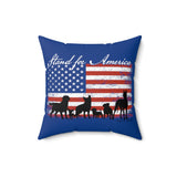 Dog is Good Stand for America Blue Spun Polyester Square Pillow, Officially Licensed and Produced in he USA