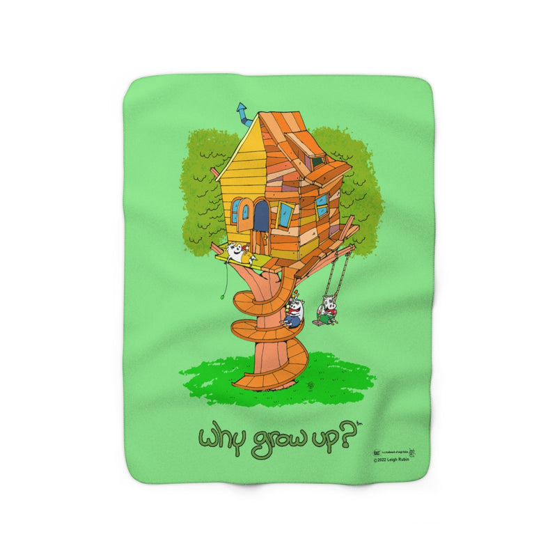 Rubes Cartoons Why Grow Up Treehouse Sherpa Fleece Blanket