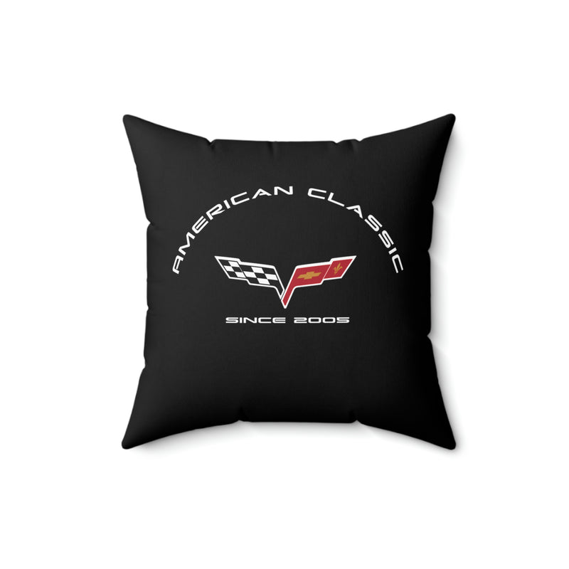 C6 Polyester 16 x 16 Zoll quadratisches Kissen, Schwarz