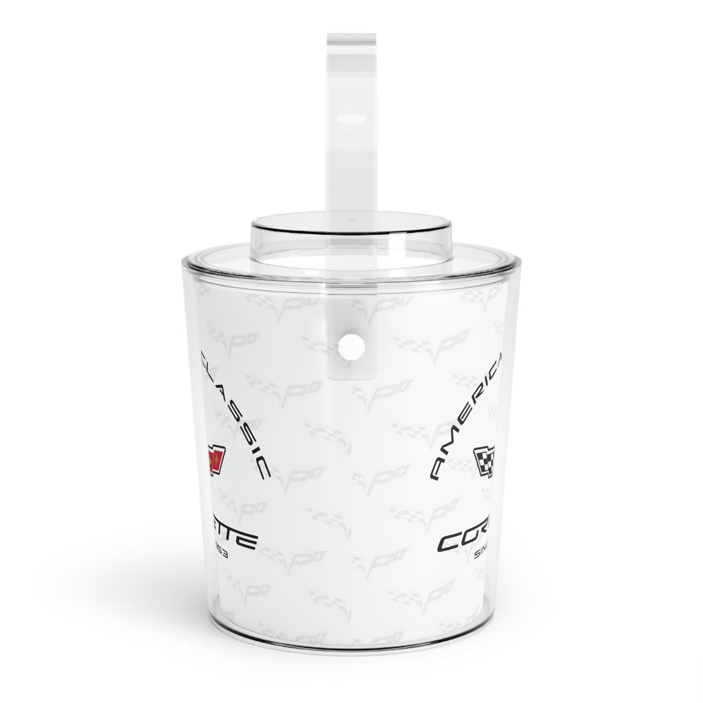 C6 Corvette White Ice Bucket with Tongs, Perfect for Entertaining!
