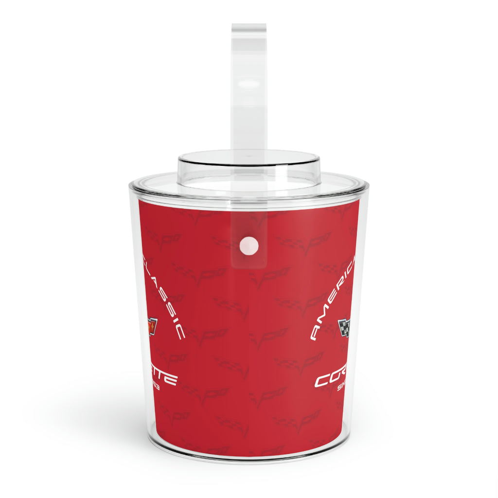 C6 Corvette Red Ice Bucket with Tongs, Perfect for Entertaining!